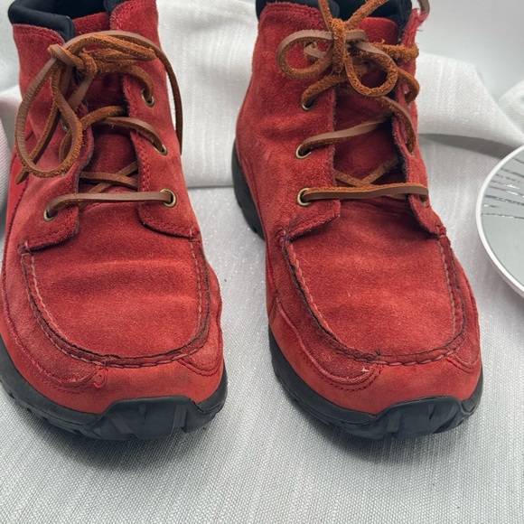 Lands End Ankle Boots Red Suede Ladies 93164 size 9 - Picture 7 of 8